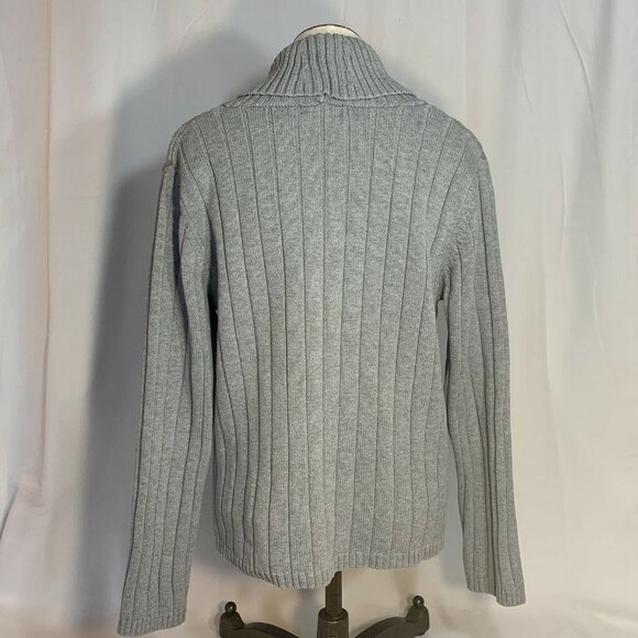 KAREN SCOTT Women Gray Knit Sweater (Size Large) SHAWL-COLLAR - Picture 4 of 7